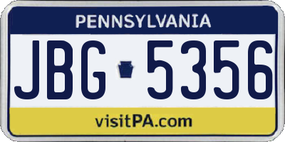 PA license plate JBG5356