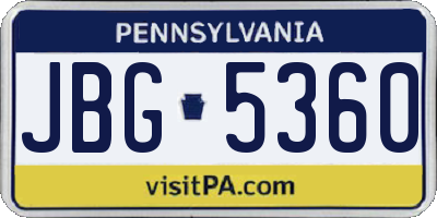 PA license plate JBG5360