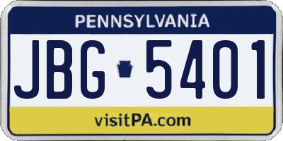 PA license plate JBG5401