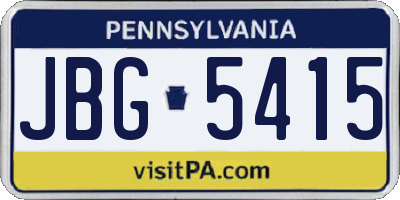 PA license plate JBG5415