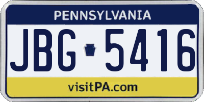 PA license plate JBG5416