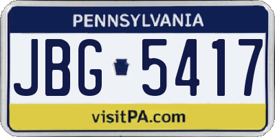 PA license plate JBG5417