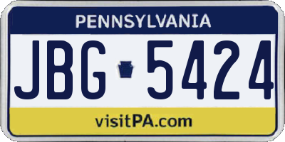PA license plate JBG5424
