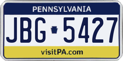PA license plate JBG5427