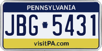 PA license plate JBG5431