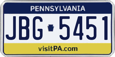 PA license plate JBG5451