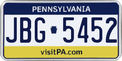 PA license plate JBG5452
