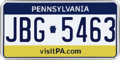 PA license plate JBG5463