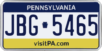 PA license plate JBG5465