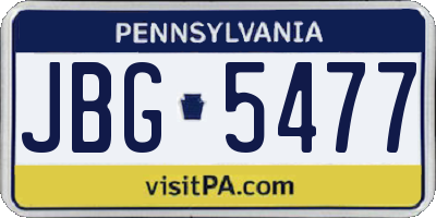 PA license plate JBG5477