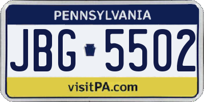PA license plate JBG5502