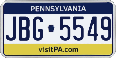 PA license plate JBG5549
