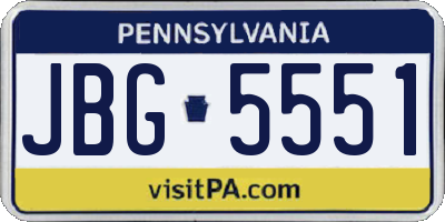 PA license plate JBG5551