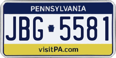 PA license plate JBG5581