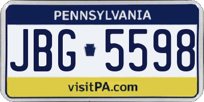 PA license plate JBG5598