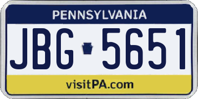 PA license plate JBG5651