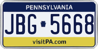PA license plate JBG5668