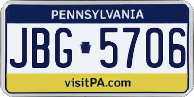 PA license plate JBG5706