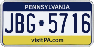 PA license plate JBG5716