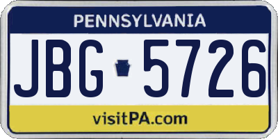 PA license plate JBG5726