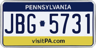 PA license plate JBG5731