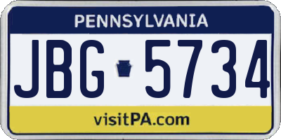 PA license plate JBG5734