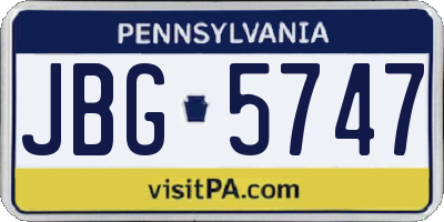 PA license plate JBG5747