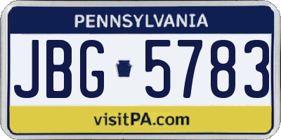 PA license plate JBG5783
