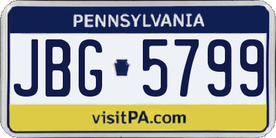 PA license plate JBG5799