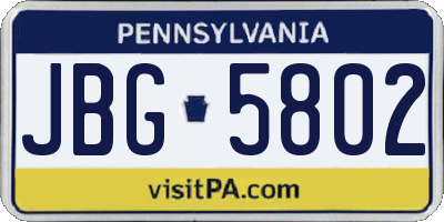 PA license plate JBG5802