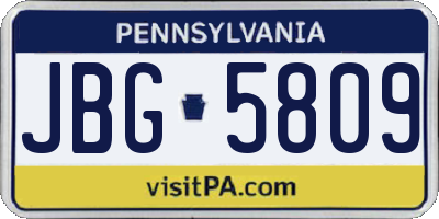 PA license plate JBG5809