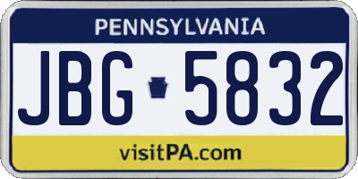 PA license plate JBG5832
