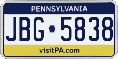 PA license plate JBG5838