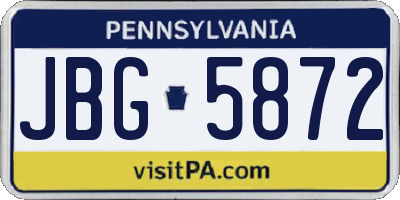 PA license plate JBG5872