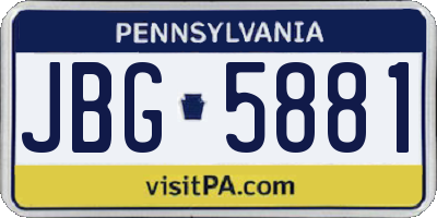 PA license plate JBG5881