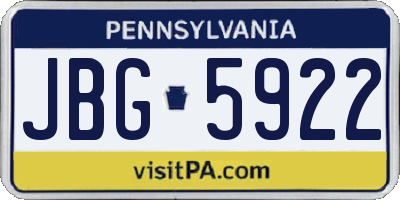 PA license plate JBG5922
