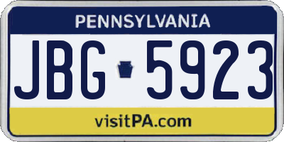 PA license plate JBG5923