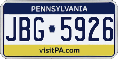 PA license plate JBG5926