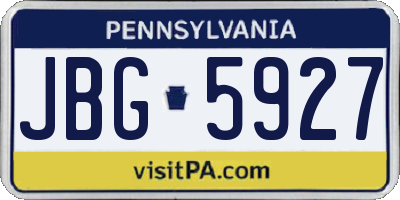 PA license plate JBG5927