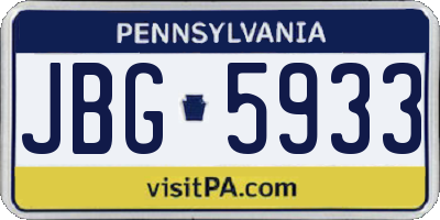 PA license plate JBG5933