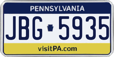 PA license plate JBG5935