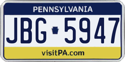 PA license plate JBG5947