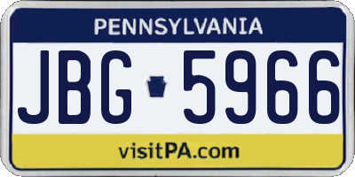 PA license plate JBG5966