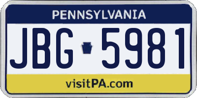 PA license plate JBG5981