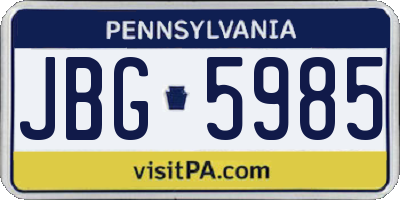 PA license plate JBG5985
