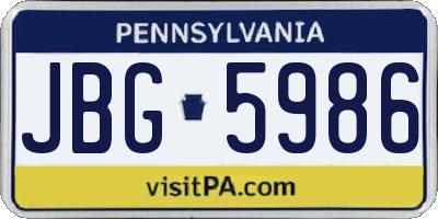 PA license plate JBG5986