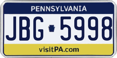 PA license plate JBG5998