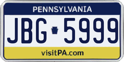 PA license plate JBG5999