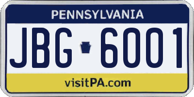 PA license plate JBG6001