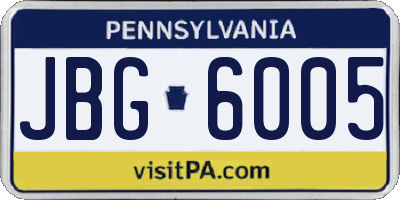 PA license plate JBG6005